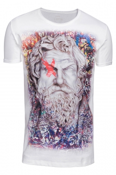 Tricou slim alb print