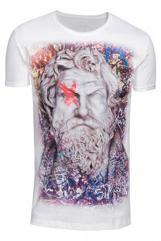Tricou slim alb print