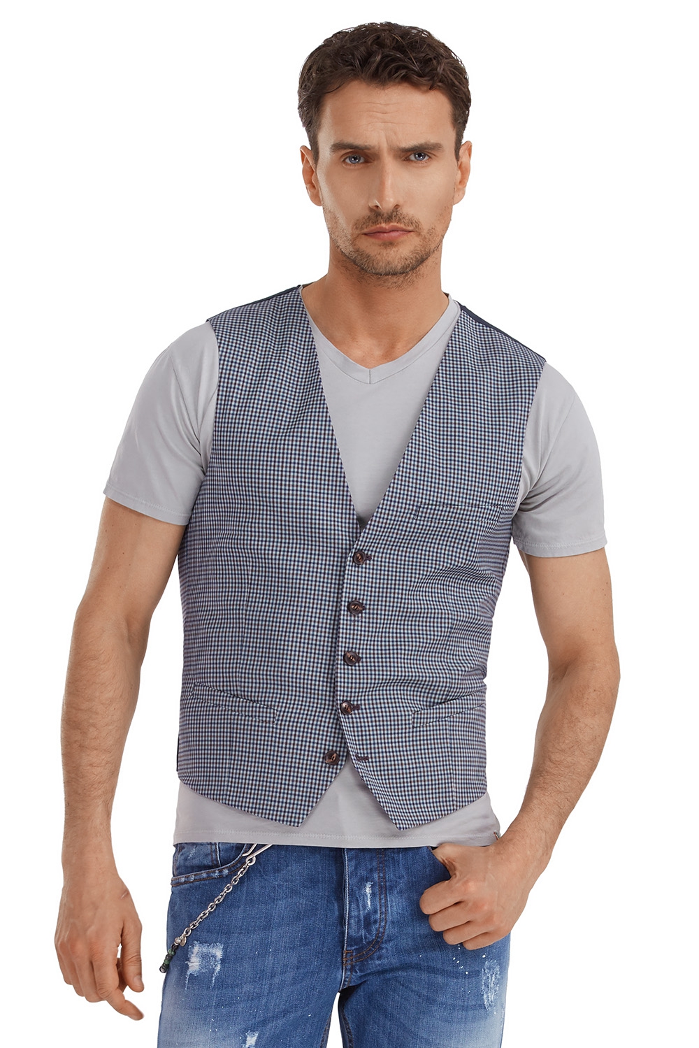 Vesta Slim Gri In Carouri Bigotti Ro Vevsampbp05a14996