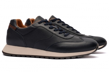 Navy genuine leather shoes