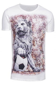 Tricou slim alb print