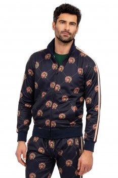 Hanorac slim bleumarin print geometric
