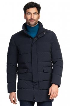 Jacheta slim bleumarin cu puf