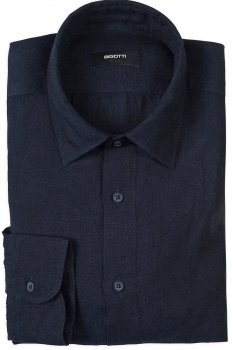 Camasa din in slim bleumarin uni