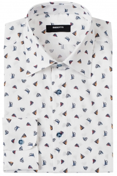 Slim body white geometric shirt