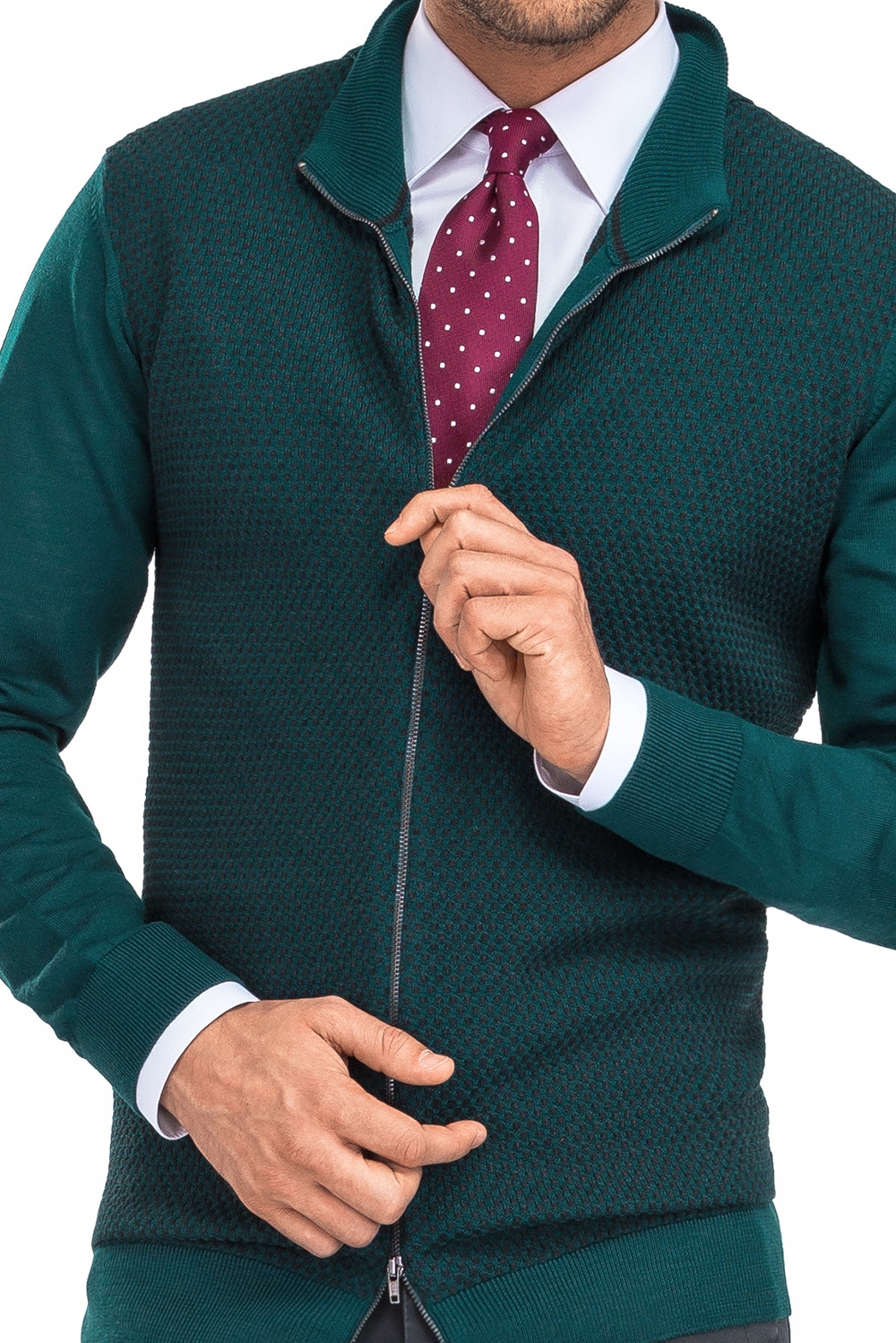 Pulover Regular Verde Maleta Cu Fermoar Bigotti Ro
