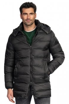 Jacheta slim neagra uni cu gluga detasabila