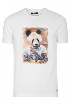 Tricou slim alb print