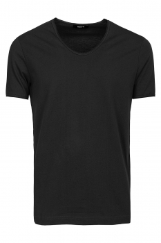 Tricou slim negru guler in v