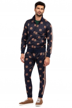 Slim body navy geometric trouser