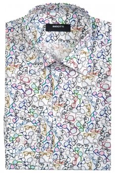 Camasa superslim alba print geometric