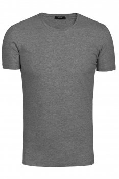 Tricou slim gri guler rotund