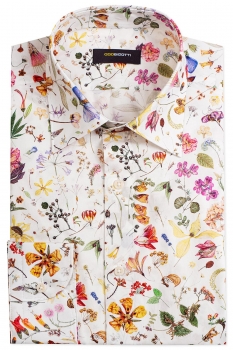 Slim alb floral camasi