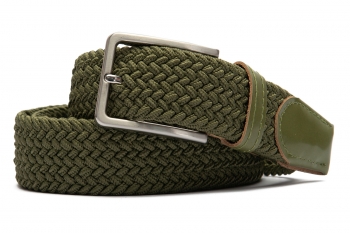 Belt green textil elastic,piele