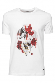Tricou slim alb print