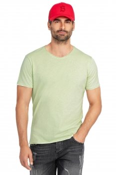 Tricou slim verde guler rotund