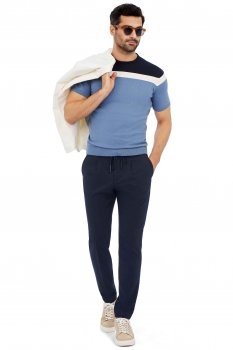 Pantaloni slim bleumarin uni