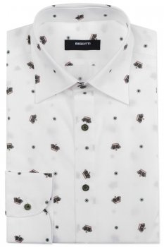Camasa slim alba print geometric