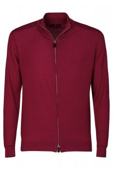 Pulover premium slim grena cu fermoar