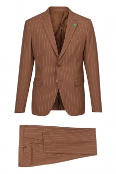 Slim body brown stripe suit