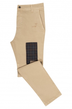 Slim body beige plain trousers