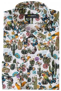 Camasa superslim alba print geometric