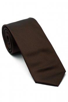 Cravata poliester tesut maro uni