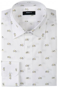 Camasa slim alba print geometric