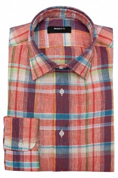 Camasa superslim din in  multicolora in carouri