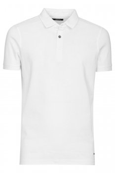 Tricou polo slim alb uni