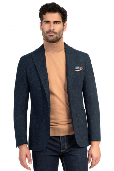 Slim body navy plain blazer