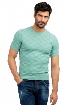 Tricou slim verde guler rotund