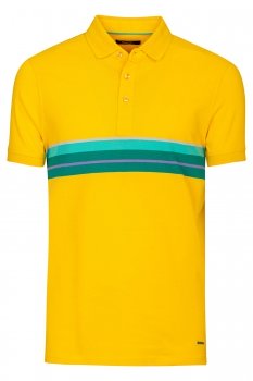Tricou polo slim galben cu dungi