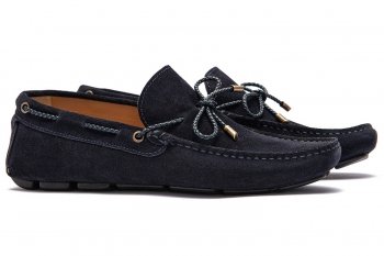 Mocasini bleumarin piele intoarsa