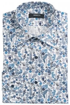 Camasa superslim alba print floral