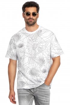 Tricou oversize alb print 