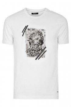 Tricou slim alb print