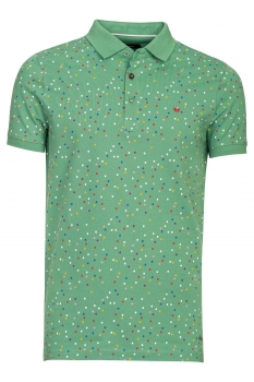 Tricou polo slim verde print geometric