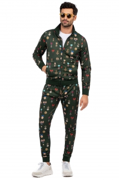 Slim body green geometric trouser