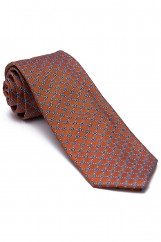 Cravata Matase tesuta Oranj print Geometric
