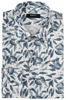 Slim body white floral shirt