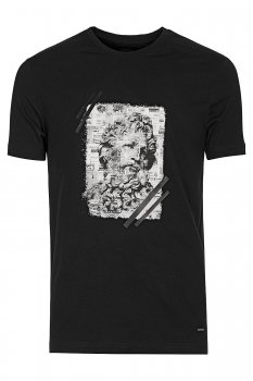 Tricou slim negru print