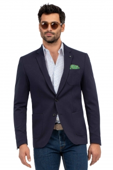 Slim body navy plain blazer