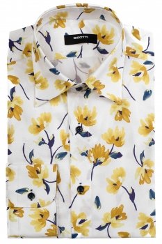 Camasa superslim alba print floral