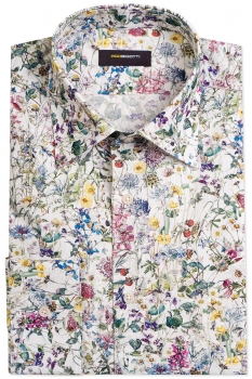Slim alb floral camasi
