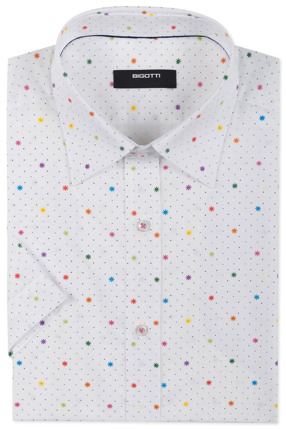 Camasa Cu Maneca Scurta Shaped Alba Print Geometric Bigotti Ro