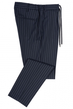 Slim body navy stripe trousers