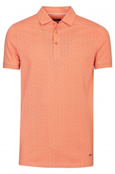 Tricou polo slim roz print geometric