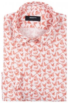 Camasa superslim din in alba print geometric