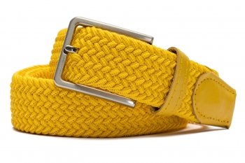 Belt yellow textil elastic,piele